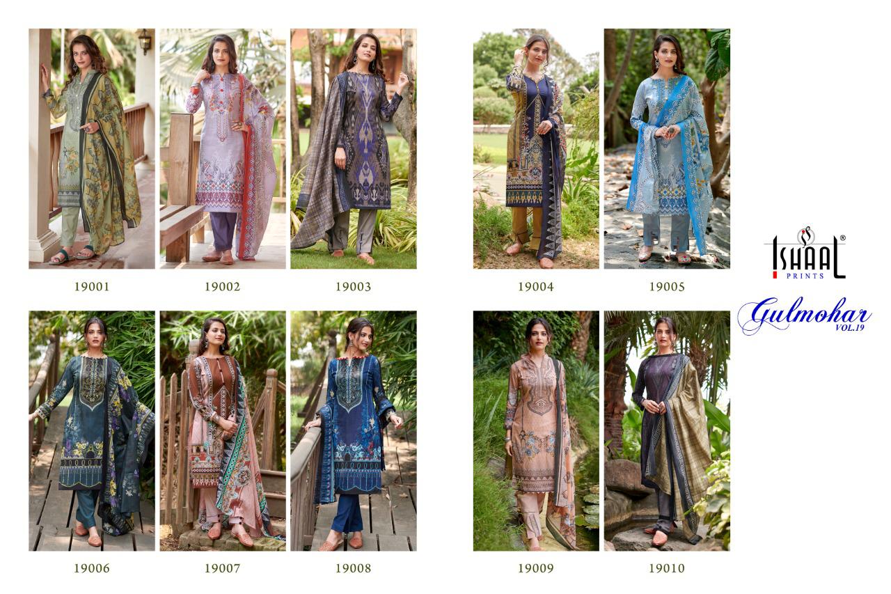 Ishaal Gulmohar 19 Latest Fancy Designer Casual Wear Pure Lawn Cotton Karachi Dress Readymade Collection 


